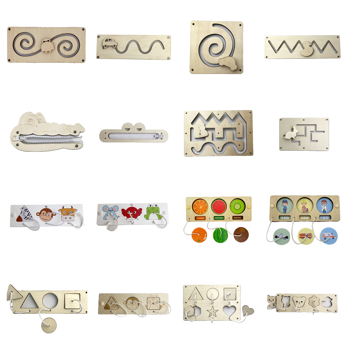 Montessori Wooden Busy Board Toddler - 手作りのモンテッソーリ材,子供のための木製のおもちゃ,バスボード,DIY