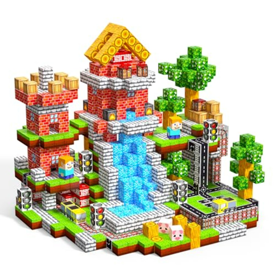 Magnetic Building Tiles Set 100Pcs - 100個入りマグネットブロック、0.8インチ磁気ビルディングキューブセット（3歳以上対象）、STEMスタッキングタイルおもちゃ、誕生日プレゼント