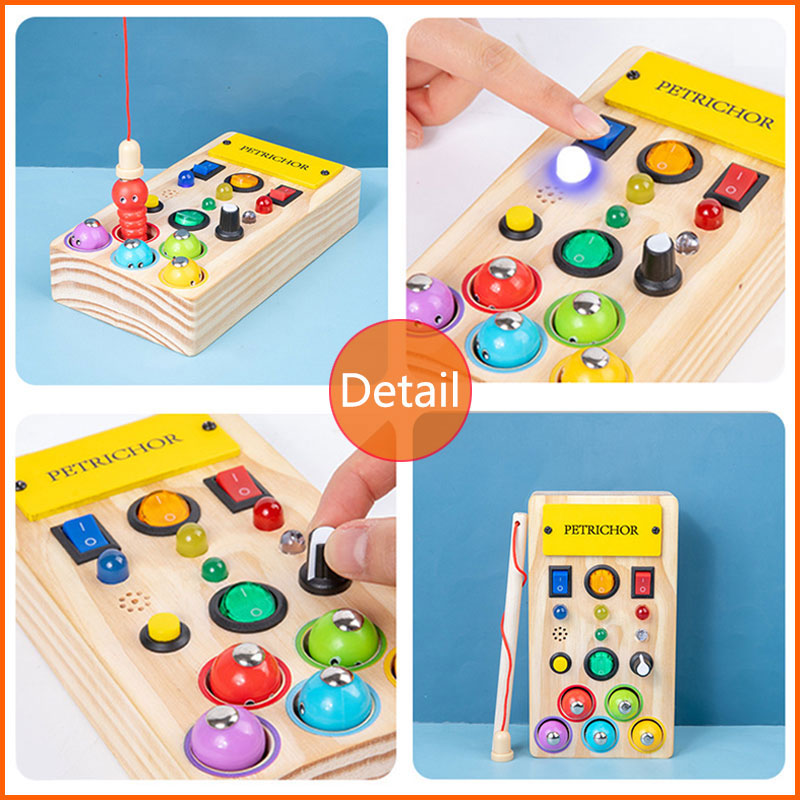 モンテッソーリビジーボード感覚おもちゃ木製 LED ライトス - Montessori Wooden Busy Board Toddler のレビューと価格