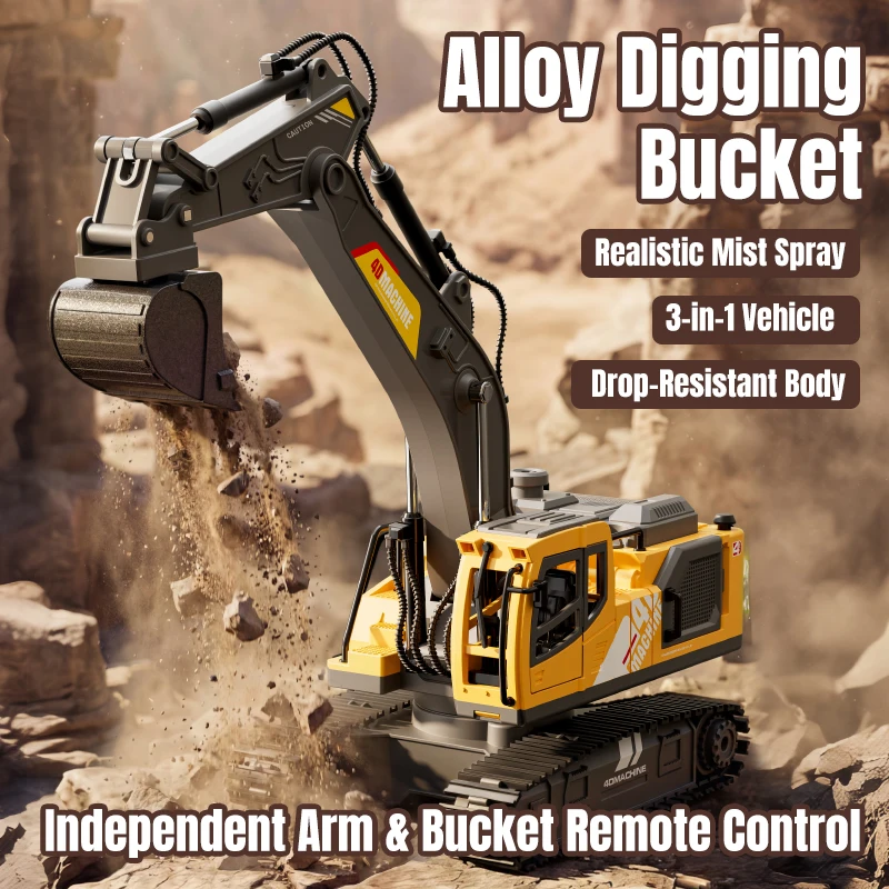 新しい電動リモコン式ショベルカーおもちゃ。建設機械を模した車 - Remote Control Toys のレビューと価格