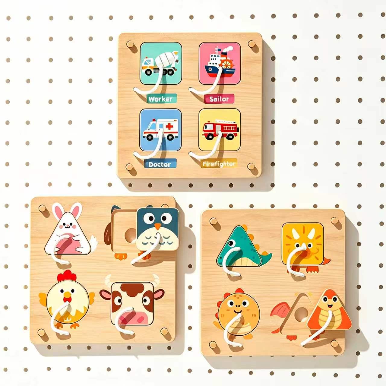 モンテッソーリ木製ビジーボードDIYアクセサリー 感覚活動  - Montessori Wooden Busy Board Toddler のレビューと価格