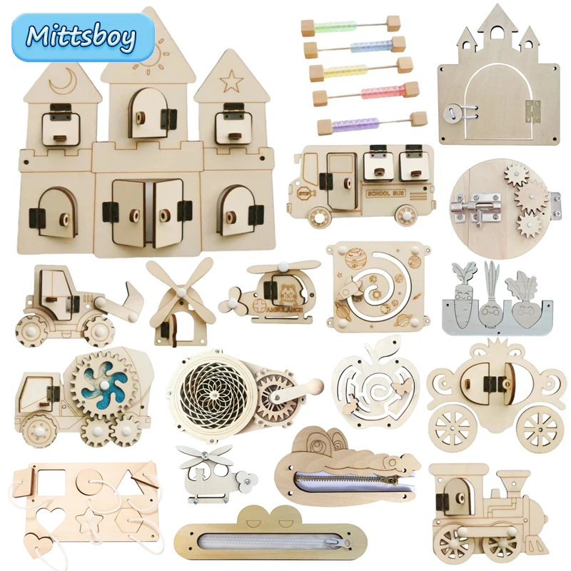 モンテッソーリビジーボード DIY 木製アクセサリー早期ボー - Montessori Wooden Busy Board Toddler のレビューと価格